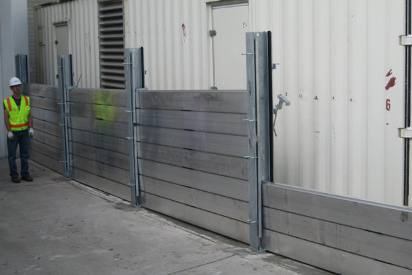 Due to tight spaces, the flood protection system on this installation used primarily 10' planks.